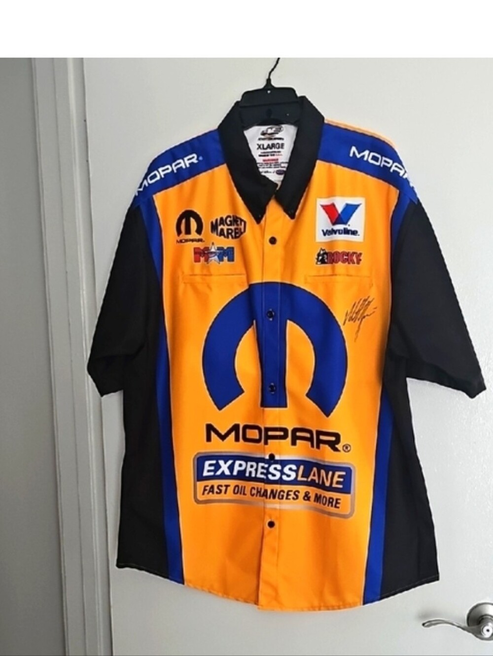 Matt Hagan Mopar Express Lane Racing Shirt XL NHRA Funny Car Logos Autographed